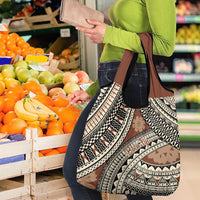 Bula Fiji Classic Masi Tapa Grocery Bag Vintage Brown - Polynesian Pride