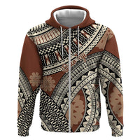 Bula Fiji Classic Masi Tapa Hoodie Vintage Brown - Polynesian Pride