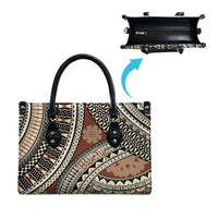Bula Fiji Classic Masi Tapa Leather Bag Vintage Brown - Polynesian Pride