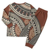 Bula Fiji Classic Masi Tapa Christmas Pajama Set Vintage Brown - Polynesian Pride