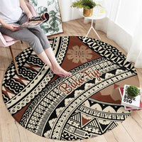Bula Fiji Classic Masi Tapa Round Carpet Vintage Brown - Polynesian Pride