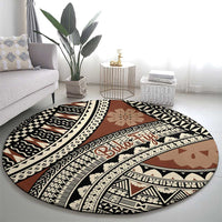 Bula Fiji Classic Masi Tapa Round Carpet Vintage Brown - Polynesian Pride