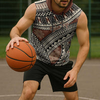 Bula Fiji Classic Masi Tapa Sleeveless Hoodie Vintage Brown - Polynesian Pride