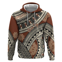 Bula Fiji Classic Masi Tapa Zip Hoodie Vintage Brown - Polynesian Pride