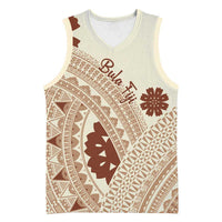 Bula Fiji Classic Masi Tapa Basketball Jersey Vintage Beige - Polynesian Pride
