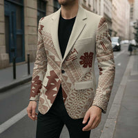 Bula Fiji Classic Masi Tapa Blazer Vintage Beige - Polynesian Pride