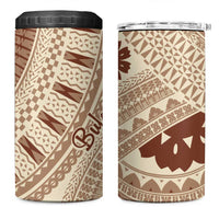 Bula Fiji Classic Masi Tapa 4 in 1 Can Cooler Tumbler Vintage Beige - Polynesian Pride