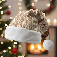 Bula Fiji Classic Masi Tapa Christmas Santa Hat Vintage Beige - Polynesian Pride