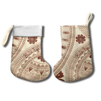Bula Fiji Classic Masi Tapa Christmas Stocking Vintage Beige - Polynesian Pride