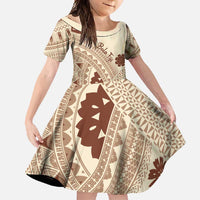 Bula Fiji Classic Masi Tapa Family Matching Mermaid Dress and Hawaiian Shirt Vintage Beige - Polynesian Pride