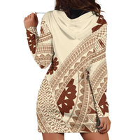 Bula Fiji Classic Masi Tapa Hoodie Dress Vintage Beige - Polynesian Pride