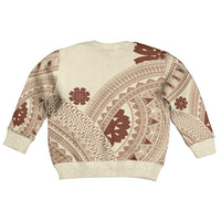 Bula Fiji Classic Masi Tapa Kid Ugly Christmas Sweater Vintage Beige - Polynesian Pride