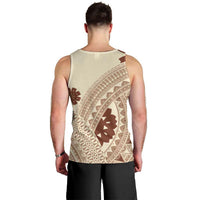 Bula Fiji Classic Masi Tapa Men Tank Top Vintage Beige - Polynesian Pride