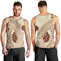 Bula Fiji Classic Masi Tapa Men Tank Top Vintage Beige - Polynesian Pride