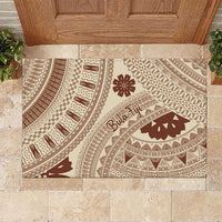 Bula Fiji Classic Masi Tapa Rubber Doormat Vintage Beige - Polynesian Pride