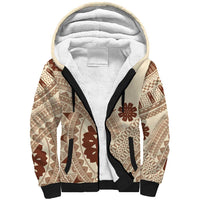 Bula Fiji Classic Masi Tapa Sherpa Hoodie Vintage Beige - Polynesian Pride