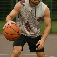 Bula Fiji Classic Masi Tapa Sleeveless Hoodie Vintage Beige - Polynesian Pride