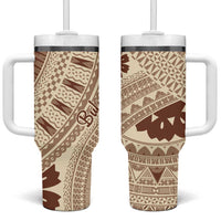 Bula Fiji Classic Masi Tapa Tumbler With Handle Vintage Beige - Polynesian Pride