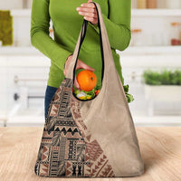 Bula Fiji Grocery Bag Tribal Masi Tapa - Beige