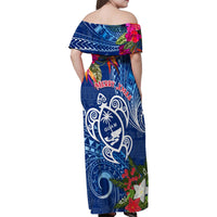 Guam Christmas Family Matching Off Shoulder Maxi Dress and Hawaiian Shirt Turtle Mix Tapa Felis Pasgua LT7 - Polynesian Pride