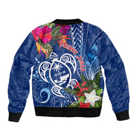 Guam Christmas Sleeve Zip Bomber Jacket Turtle Mix Tapa Felis Pasgua LT7 - Polynesian Pride