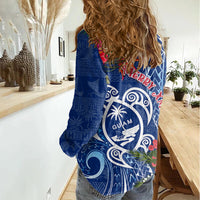 Guam Christmas Women Casual Shirt Turtle Mix Tapa Felis Pasgua LT7 - Polynesian Pride