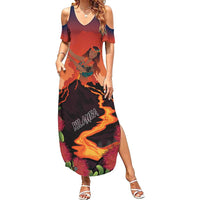 Hawaii Kilauea Volcano Family Matching Summer Maxi Dress and Hawaiian Shirt Pele Goddess