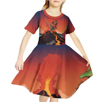Hawaii Kilauea Volcano Kid Short Sleeve Dress Pele Goddess