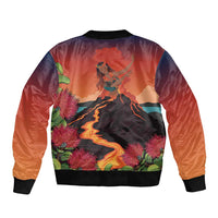 Hawaii Kilauea Volcano Sleeve Zip Bomber Jacket Pele Goddess
