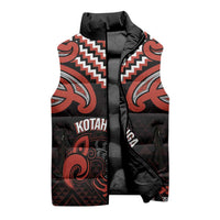 Maori Waitangi Sleeveless Puffer Jacket Kotahitanga Poutama Mix Whakairo LT7 - Polynesian Pride
