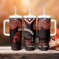 Maori Waitangi Tumbler With Handle Kotahitanga Poutama Mix Whakairo LT7 - Polynesian Pride