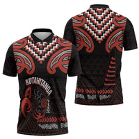 Maori Waitangi Zipper Polo Shirt Kotahitanga Poutama Mix Whakairo LT7 - Polynesian Pride