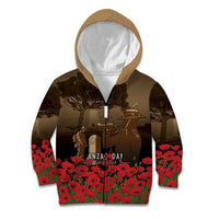 Australia - New Zealand ANZAC Lone Pine Kid Hoodie The Last Post LT7 Zip Hoodie Old Gold - Polynesian Pride