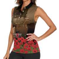 Australia - New Zealand ANZAC Lone Pine Women Sleeveless Polo Shirt The Last Post LT7 - Polynesian Pride