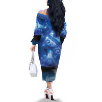 NZ Maori Matariki Scenery Family Matching Off The Shoulder Long Sleeve Dress and Hawaiian Shirt Galaxy Sky