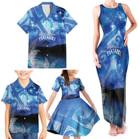 NZ Maori Matariki Scenery Family Matching Tank Maxi Dress and Hawaiian Shirt Galaxy Sky