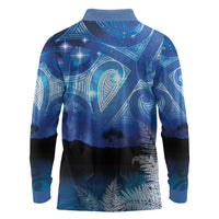 NZ Maori Matariki Scenery Long Sleeve Polo Shirt Galaxy Sky