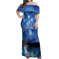 NZ Maori Matariki Scenery Off Shoulder Maxi Dress Galaxy Sky