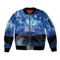 NZ Maori Matariki Scenery Sleeve Zip Bomber Jacket Galaxy Sky