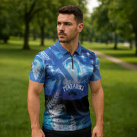 NZ Maori Matariki Scenery Zipper Polo Shirt Galaxy Sky