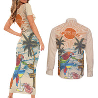 Personalized Christmas In July - Hawaii Retro Couples Matching Short Sleeve Bodycon Dress and Long Sleeve Button Shirt Lost In Parrot-dise