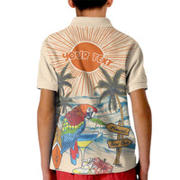 Personalized Christmas In July - Hawaii Retro Kid Polo Shirt Lost In Parrot-dise