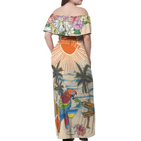 Personalized Christmas In July - Hawaii Retro Off Shoulder Maxi Dress Lost In Parrot-dise LT7 - Polynesian Pride