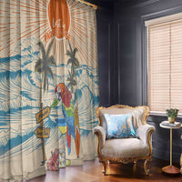 Christmas In July - Hawaii Retro Window Curtain Lost In Parrot-dise