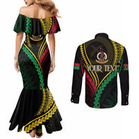Personalised Vanuatu Couples Matching Mermaid Dress and Long Sleeve Button Shirts 44th Hapi Indipendens Long LT7 - Polynesian Pride