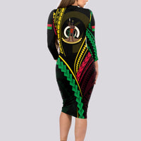 Personalised Vanuatu Long Sleeve Bodycon Dress 43rd Hapi Indipendens Long LT7 - Polynesian Pride