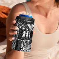 Fiji Rugby Personalised Bula Masi 4 in 1 Can Cooler Tumbler Fish Tail Kaivity Cibi - Black