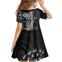 Fiji Rugby Personalised Bula Masi Family Matching Short Sleeve Bodycon Dress and Hawaiian Shirt Fish Tail Kaivity Cibi - Black
