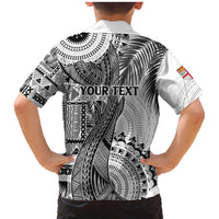 Fiji Rugby Personalised Bula Masi Family Matching Mermaid Dress and Hawaiian Shirt Fish Tail Kaivity Cibi - White