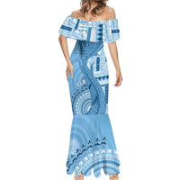 Fiji Rugby Personalised Bula Masi Mermaid Dress Fish Tail Kaivity Cibi - Turquoise